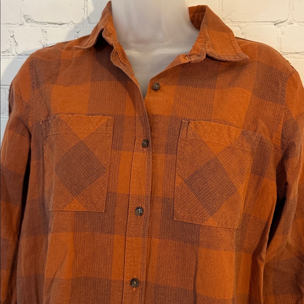 Universal Thread Rust Plaid Shirt - Picture 2 of 6